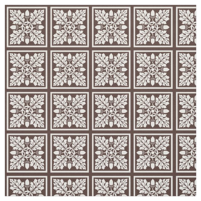 Mahogany Acorn och Löv Tile Design Tyg (Provkarta)