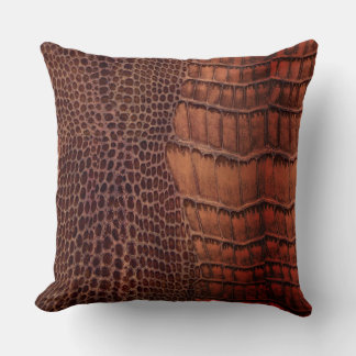 Mahogany Alligator Classic Reptile Leather (Faux) Kudde
