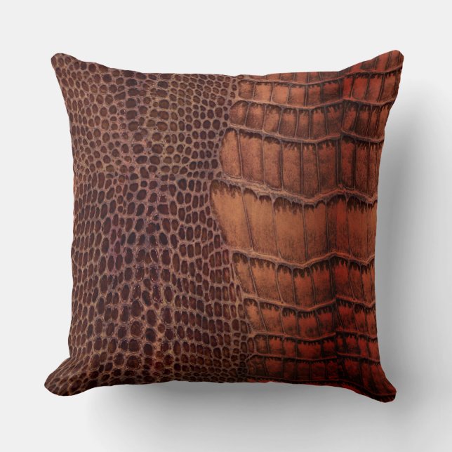 Mahogany Alligator Classic Reptile Leather (Faux) Kudde (Framsida)