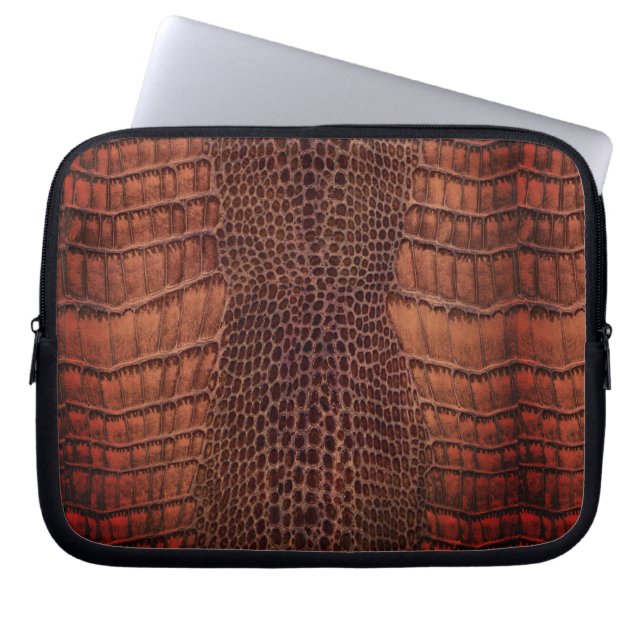 Mahogany Alligator Classic Reptile Leather (Faux) Laptop Fodral (Framsidan)