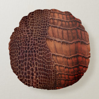 Mahogany Alligator Classic Reptile Leather (Faux) Rund Kudde