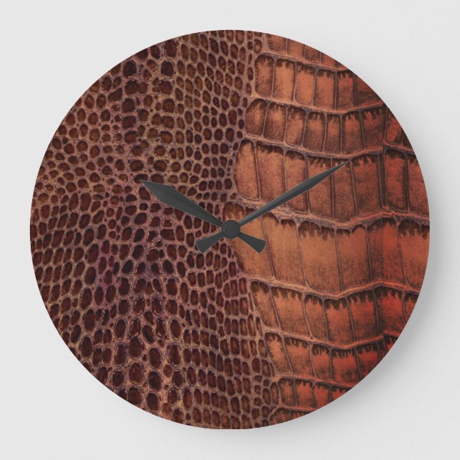 Mahogany Alligator Classic Reptile Leather (Faux) Stor Klocka (Framsida)