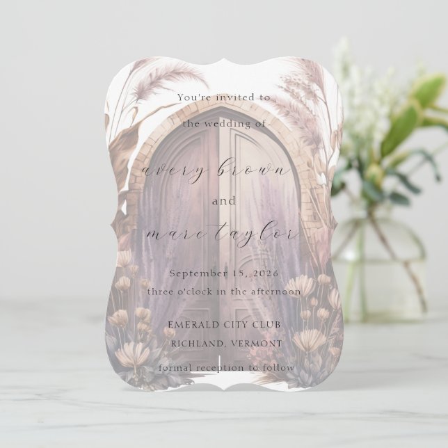Mahogany Passage Elegant Rustic Wedding bjudande Inbjudningar (Stående Fram)