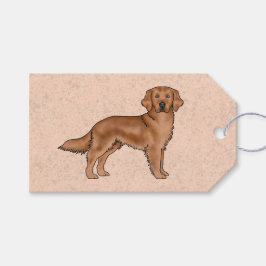 Mahogany Red Golden Retriever Cute Tecknad hund Presentetikett