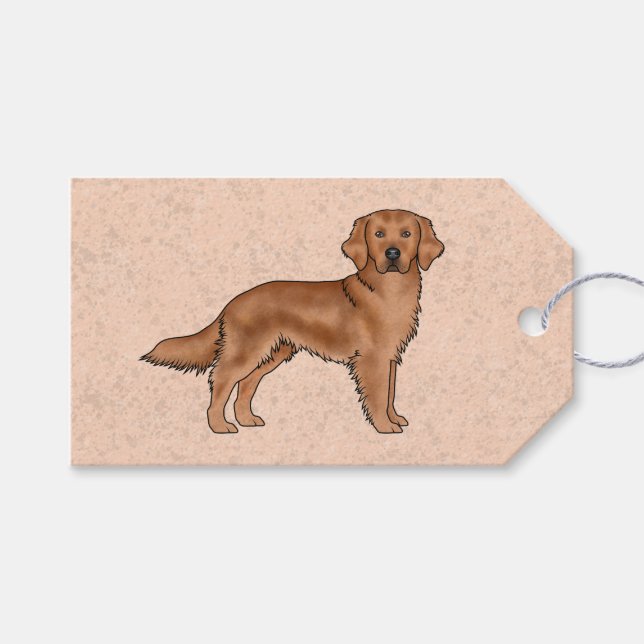 Mahogany Red Golden Retriever Cute Tecknad hund Presentetikett (Framsidan (Horisontell))