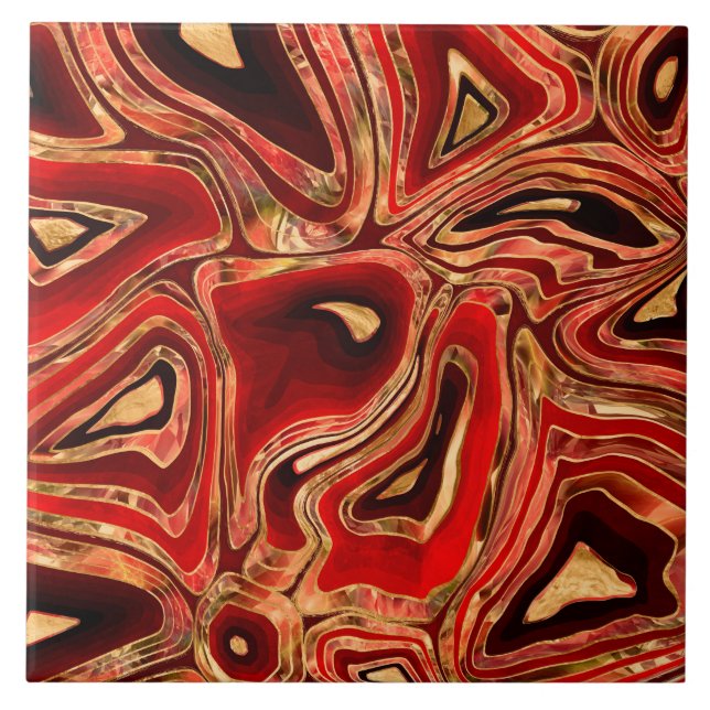 Mahogany Red Liquid Marble abstrakt Kakelplatta (Framsidan)