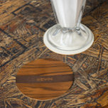 Mahogany Wood and Leather Struktur Monogram Underlägg Papper Rund<br><div class="desc">Struktur och ett brunt läder struktur rand med ett eget namn.</div>