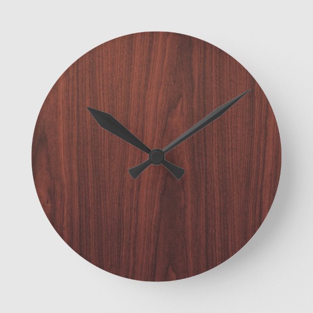 Mahogany Wood Struktur Rund Klocka (Framsida)