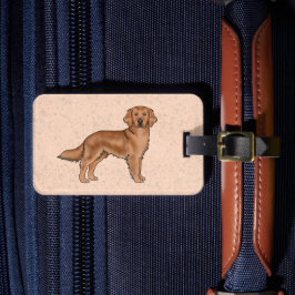 Mahognyröd Golden Retriever Söt Tecknad Hund Bagagebricka