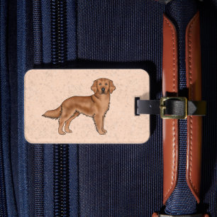 Mahognyröd Golden Retriever Söt Tecknad Hund Bagagebricka