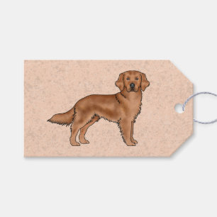 Mahognyröd Golden Retriever Söt Tecknad Hund Presentetikett