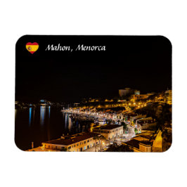 Mahon Harbor nattetid - Menorca, Spanien Magnet