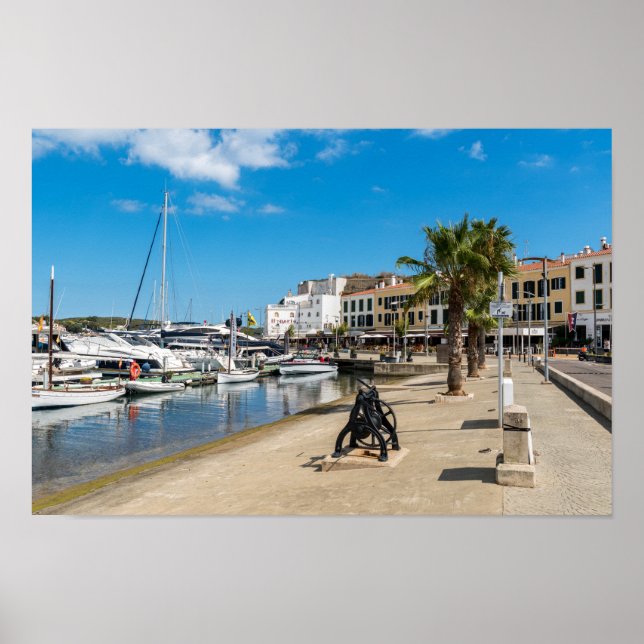 Mahon harbor och paseo maritimo - Menorca, Spanien Poster (Framsidan)