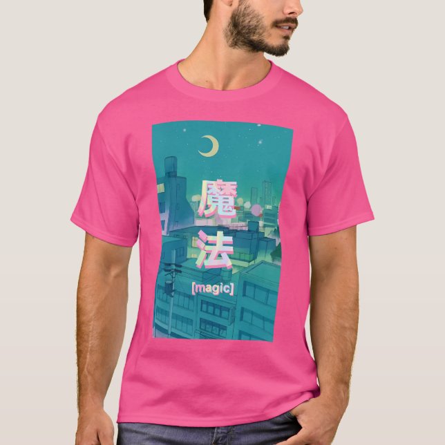 Mahou Night Anime Himmel T Shirt (Framsida)