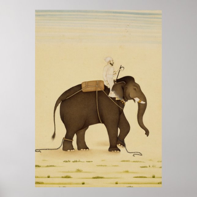 Mahout Riding an Elephant Painting (1800-talet) Poster (Framsidan)