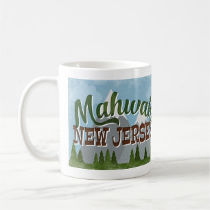 Mahwah New jersey Roligt Retro Snowy Mountains Kaffemugg