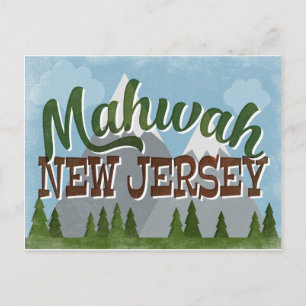 Mahwah New jersey Roligt Retro Snowy Mountains Vykort