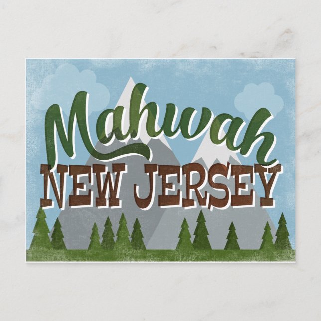 Mahwah New jersey Roligt Retro Snowy Mountains Vykort (Framsida)
