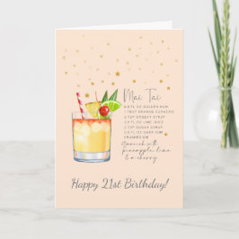 Mai Tai Cocktail 21:a Grattis på födelsedagen-kort Kort