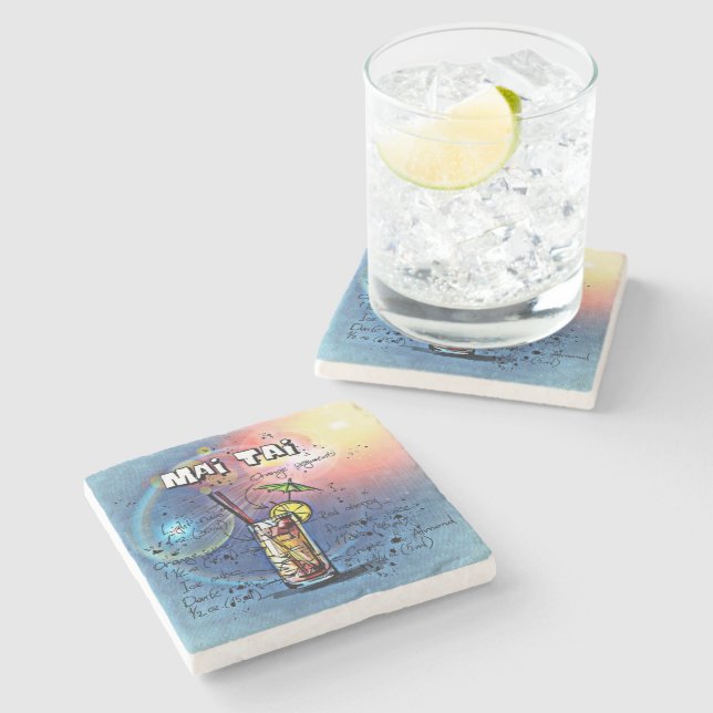 Mai Tai Cocktail (#4 of 12 Drink Recipe Sets) Stenunderlägg (Sidan)