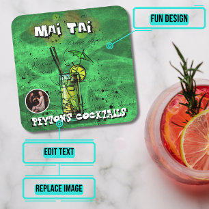 Mai Tai Cocktail Party Underlägg Papper Kvadrat
