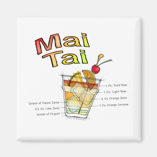 MAI TAI COCKTAIL RECIPE ART MAGNET (Framsidan)