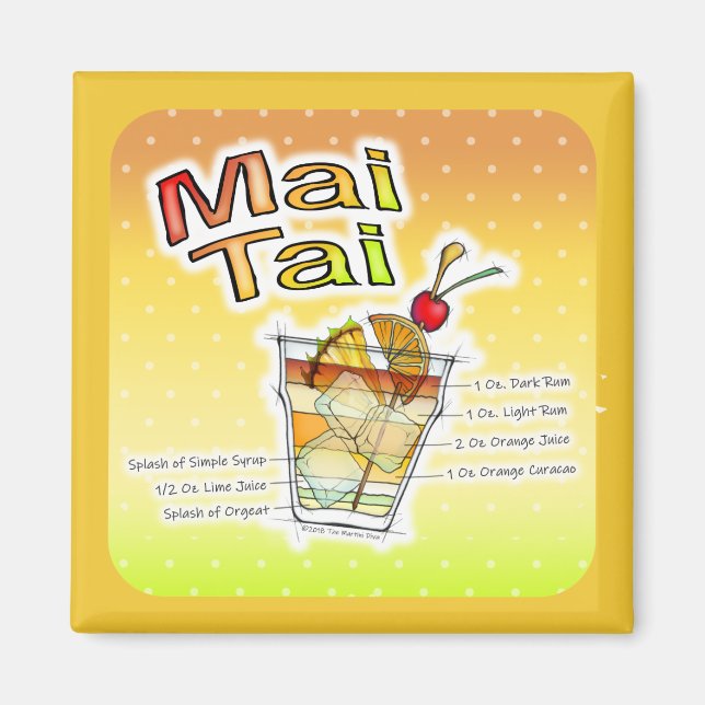 MAI TAI COCKTAIL RECIPE ART MAGNET (Framsidan)