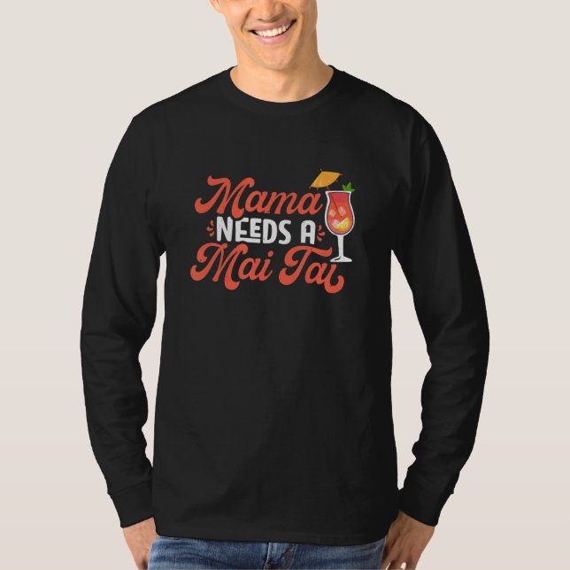 Mai Tai Mama Bartender Cocktail  Tiki Drink Mixer T Shirt (Framsida)