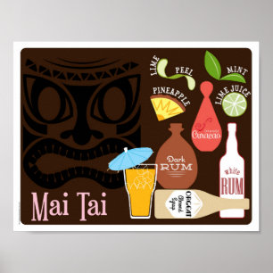 Mai Tai Tiki Pub Cocktail Poster