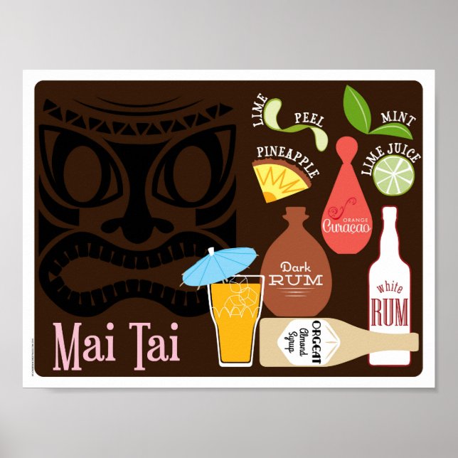 Mai Tai Tiki Pub Cocktail Poster (Framsidan)