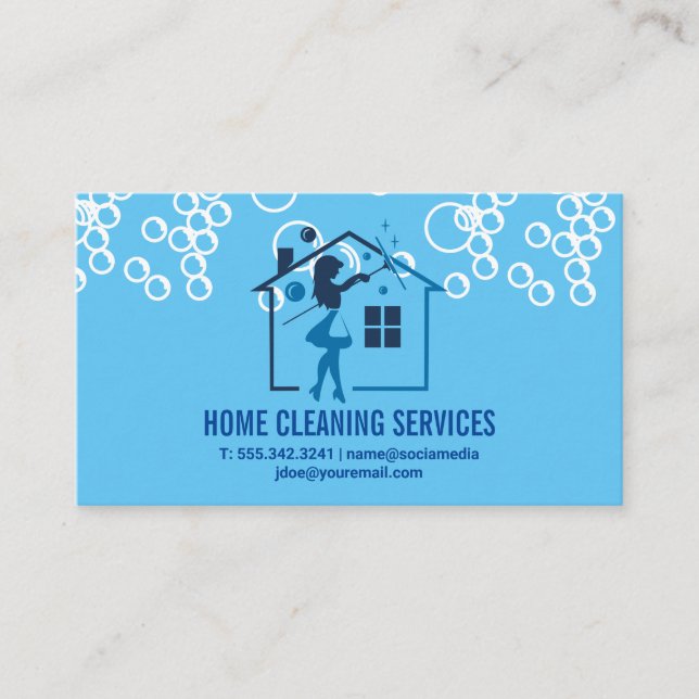 Maid and House-Logotyp | Soap Bubbles Visitkort (Framsida)