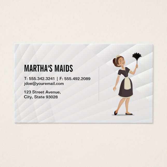 Maid Cleaner med Duster Visitkort (Framsidan)