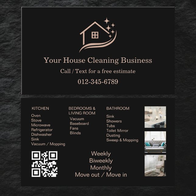 Maid Cleaning House QR Code Sparkling Visitkort (Skapare uppladdad)