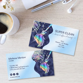 Maid Cleaning House Sparkling Holograph Business C Visitkort