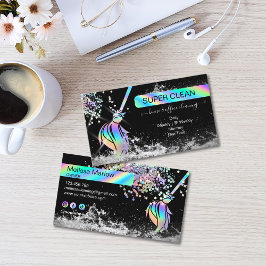 Maid Cleaning House Sparkling Holograph Business C Visitkort