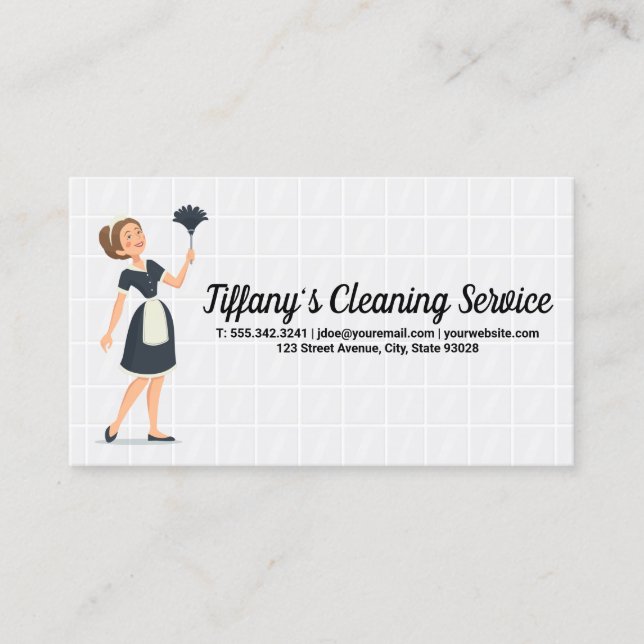 Maid Dusting Logotyp | Badkar Visitkort (Framsida)