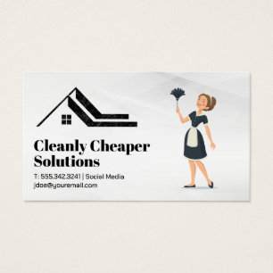 Maid Dusting Marble Home Logotyp Visitkort