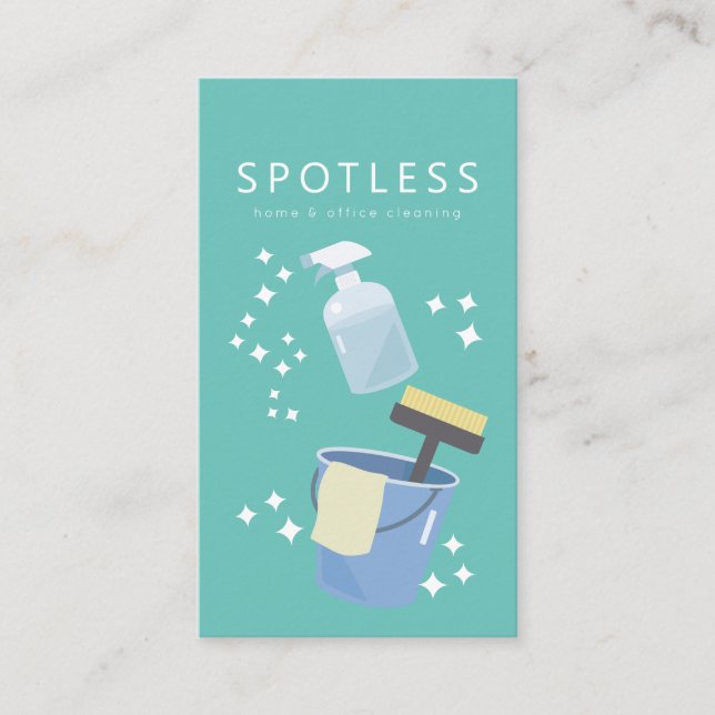 Maid för tjänsten Spray Flaska & Bucket Städning Visitkort (Framsida)