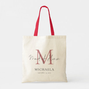 Maid Honor Monogram Initial Namn Dusty Ro Rosa Tygkasse