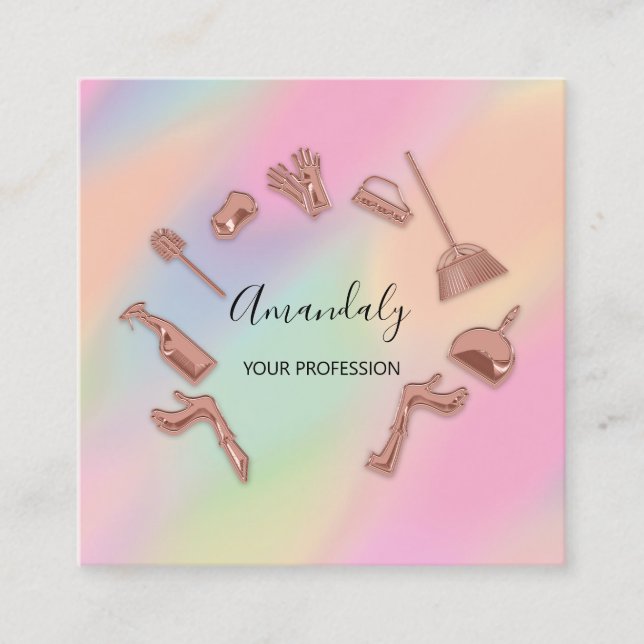 Maid House Städning Office Services Logotyp Anpass Fyrkantigt Visitkort (Framsida)