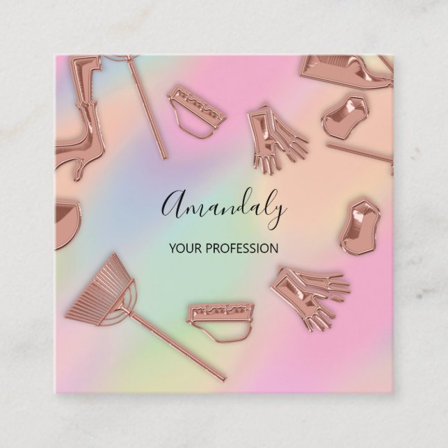 Maid House Städning Office Services Logotyp Ombre Fyrkantigt Visitkort (Framsida)