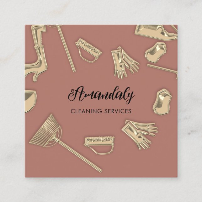 Maid House Städning Office Services QR-koden Ro Fyrkantigt Visitkort (Framsida)