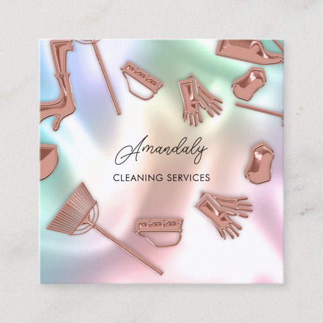 Maid House Städning Office Services QR-koden Ro Fyrkantigt Visitkort (Framsida)