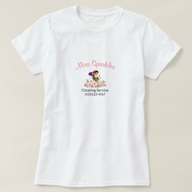 Maid House Städning Service Blommigt Maid Business T Shirt (Design framsida)