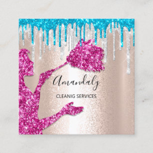 Maid House Städning Services Logotyp Silver Drift Fyrkantigt Visitkort
