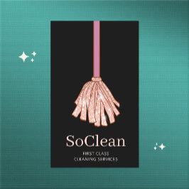 Maid House Städning Services Ro Guld Glitter Mop Visitkort