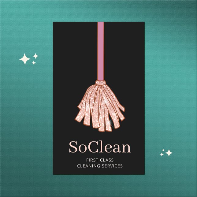 Maid House Städning Services Ro Guld Glitter Mop Visitkort (Skapare uppladdad)