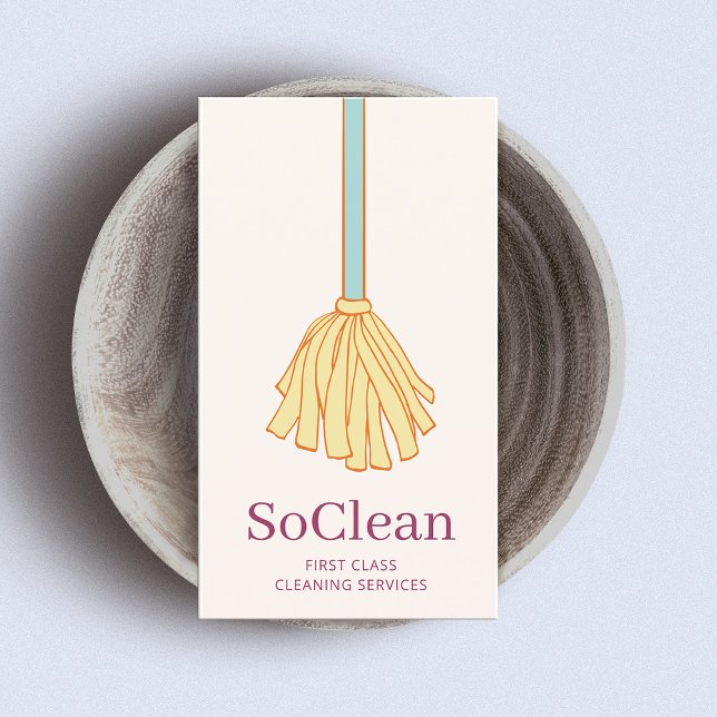 Maid HouseKeeping Maid Gult Mop Visitkort (Skapare uppladdad)