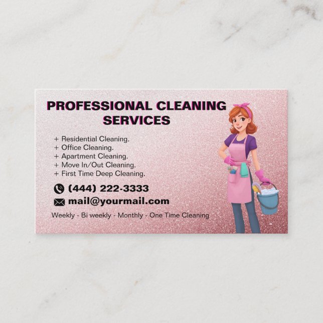  Maid Janitorial Lady House Cleaning Business Card Visitkort (Framsida)