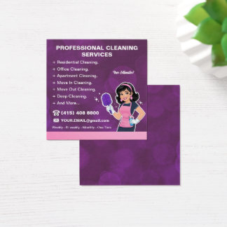Maid Janitorial Lady House Cleaning Service Fyrkantigt Visitkort